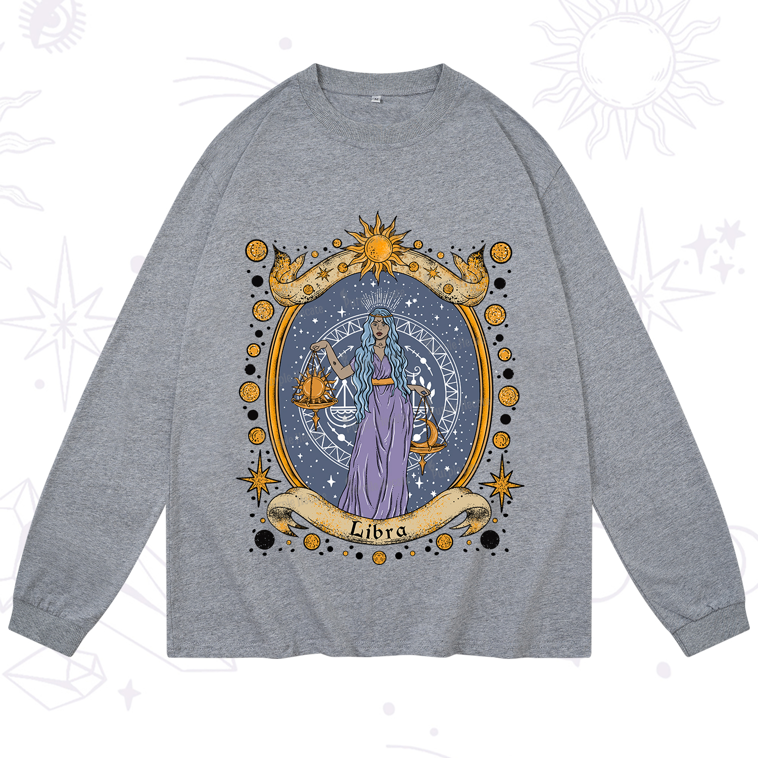 Purplehecate Celestial Libra Zodiac Long Sleeve T-Shirt