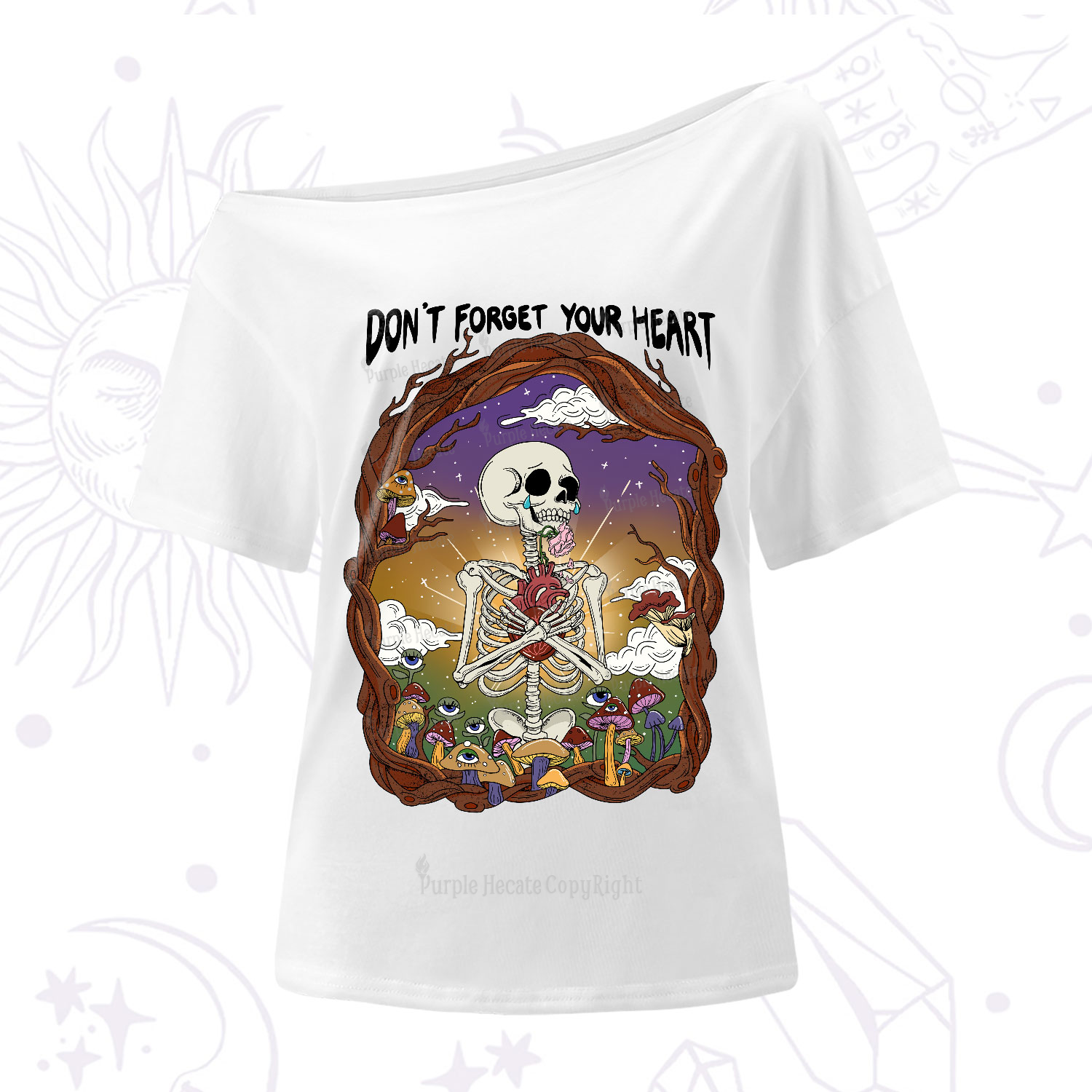 Purplehecate Don't Forget Your Heart One-Shoulder T-Shirt