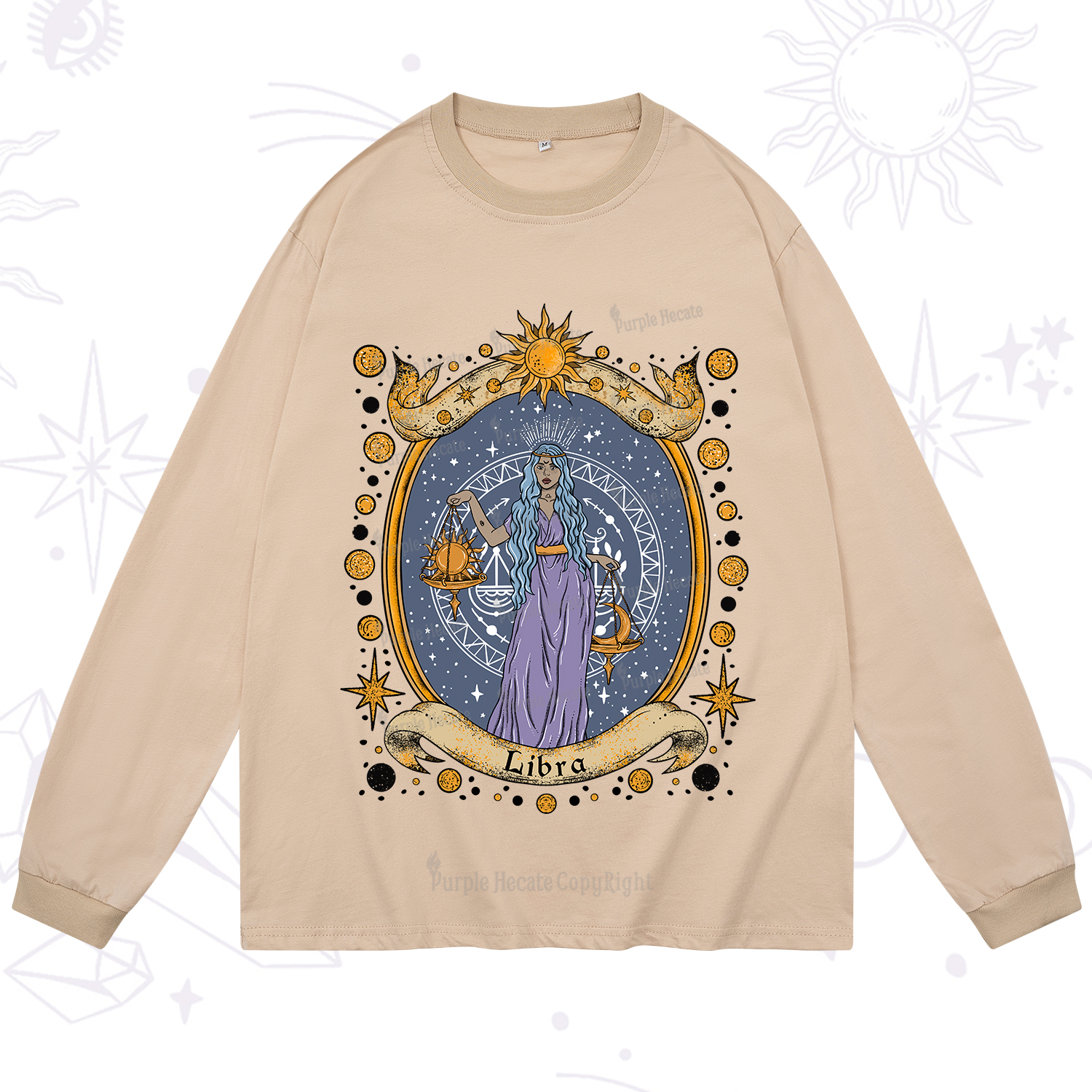 Purplehecate Celestial Libra Zodiac Long Sleeve T-Shirt