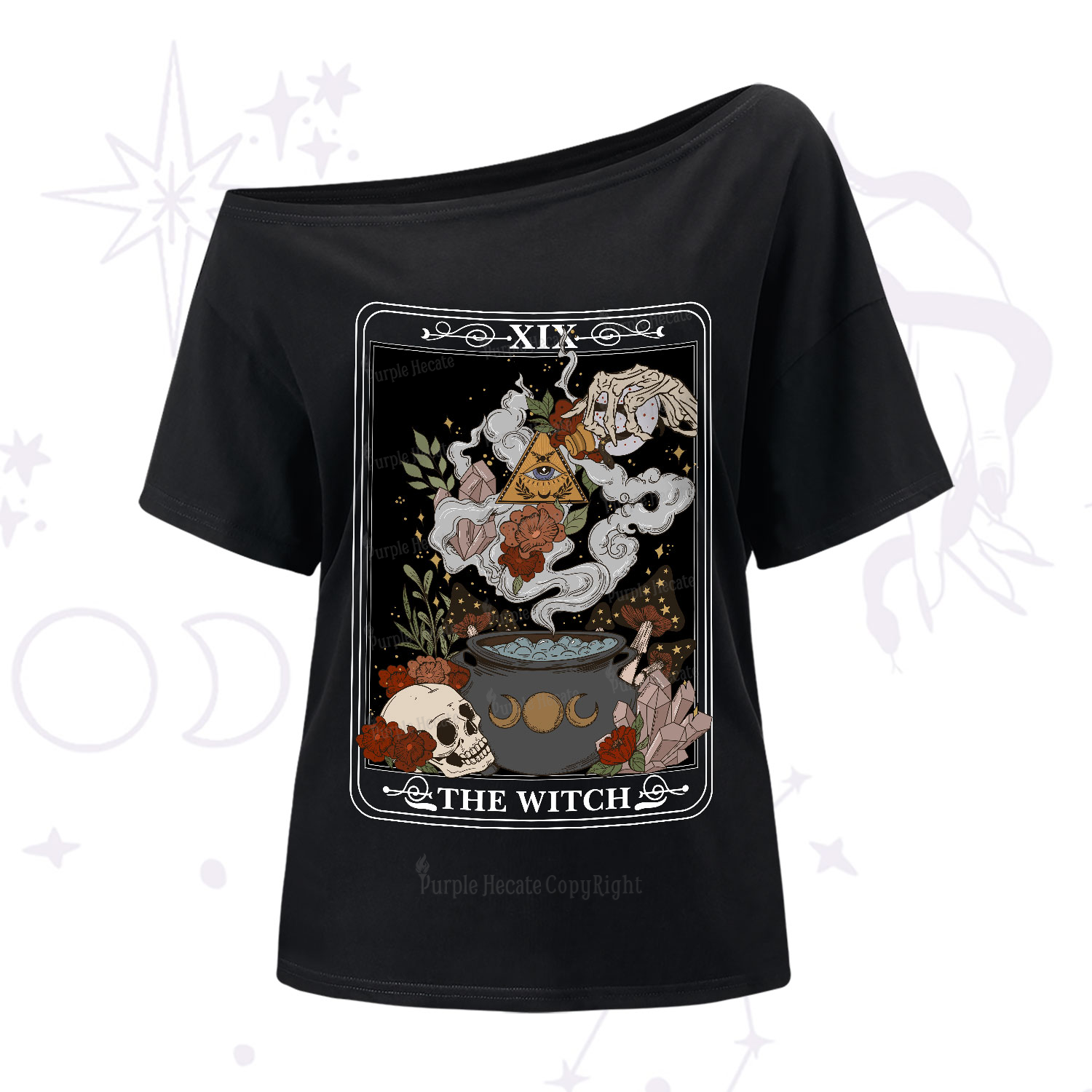Purplehecate The Witch Tarot One-Shoulder T-Shirt