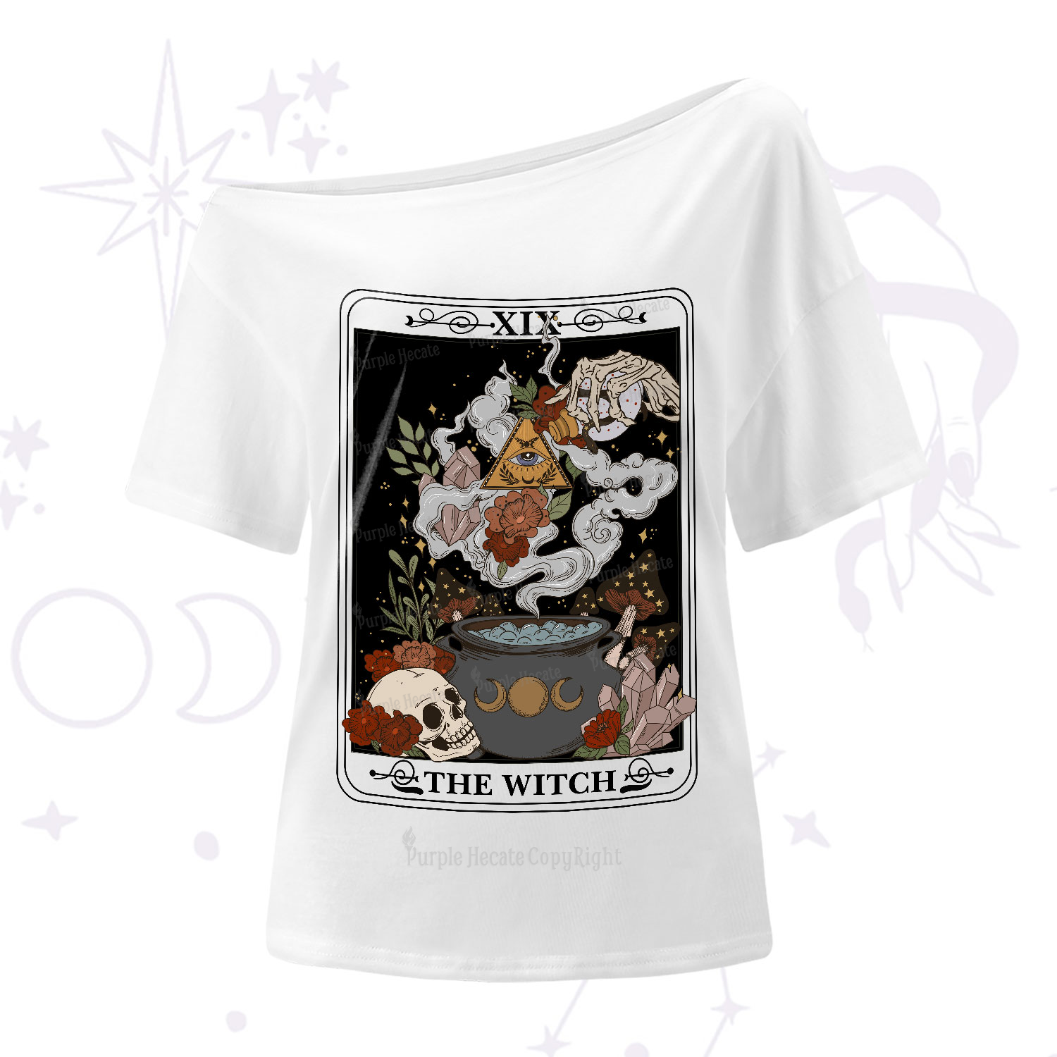 Purplehecate The Witch Tarot One-Shoulder T-Shirt