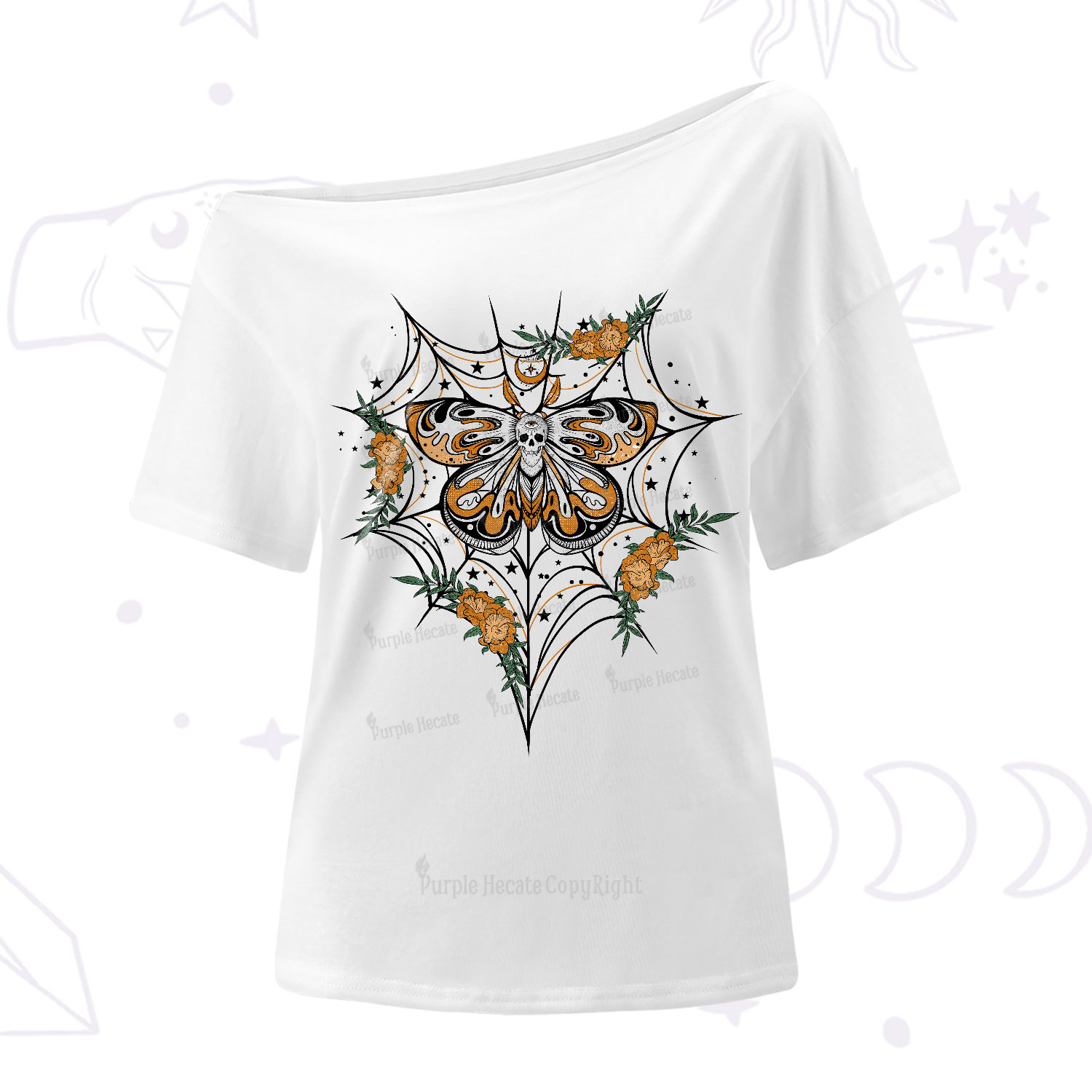 Purplehecate Death Head Moth One-Shoulder T-Shirt