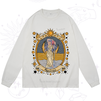 Purplehecate Celestial Aquarius Zodiac Long Sleeve T-Shirt