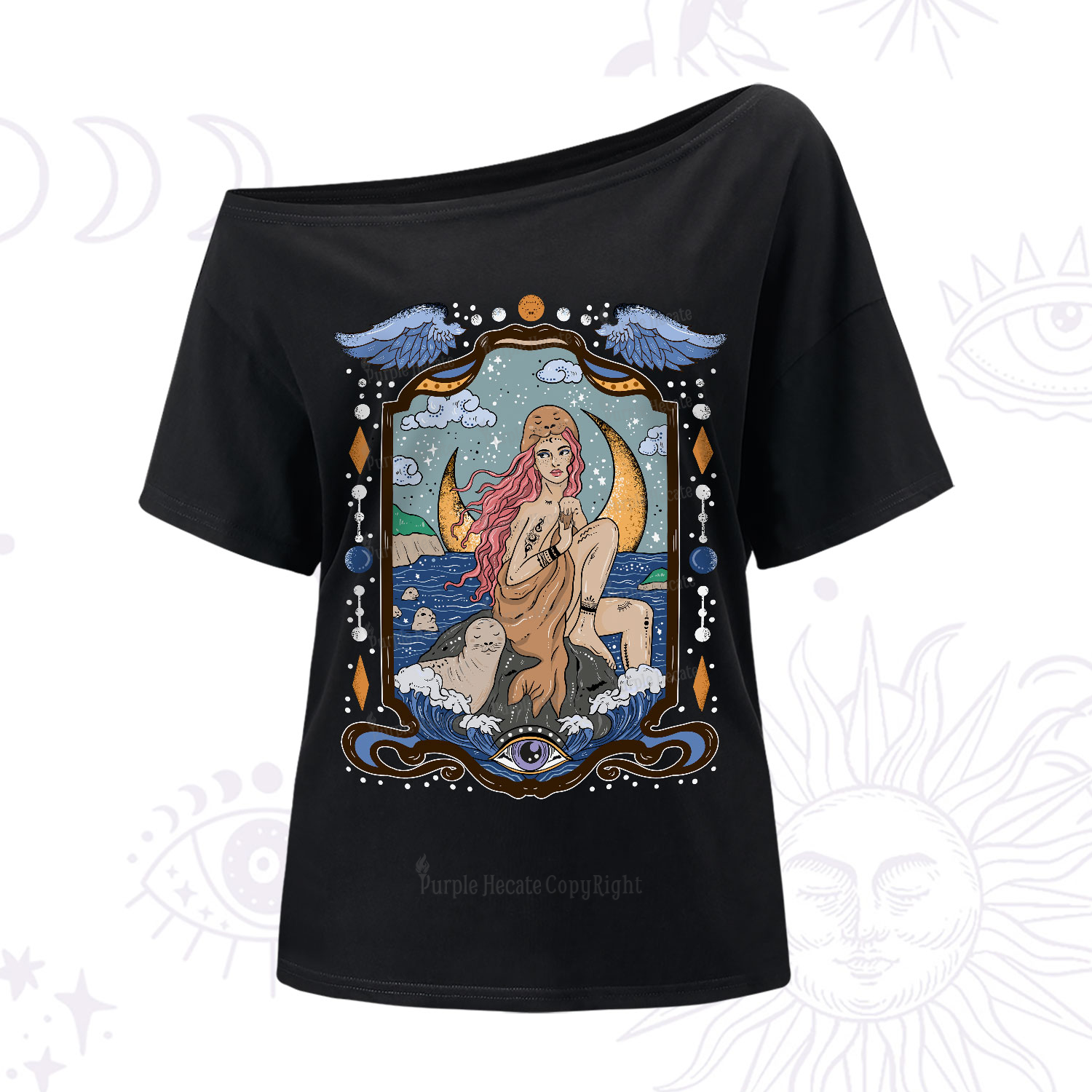 Purplehecate Selkie Woman One-Shoulder T-Shirt