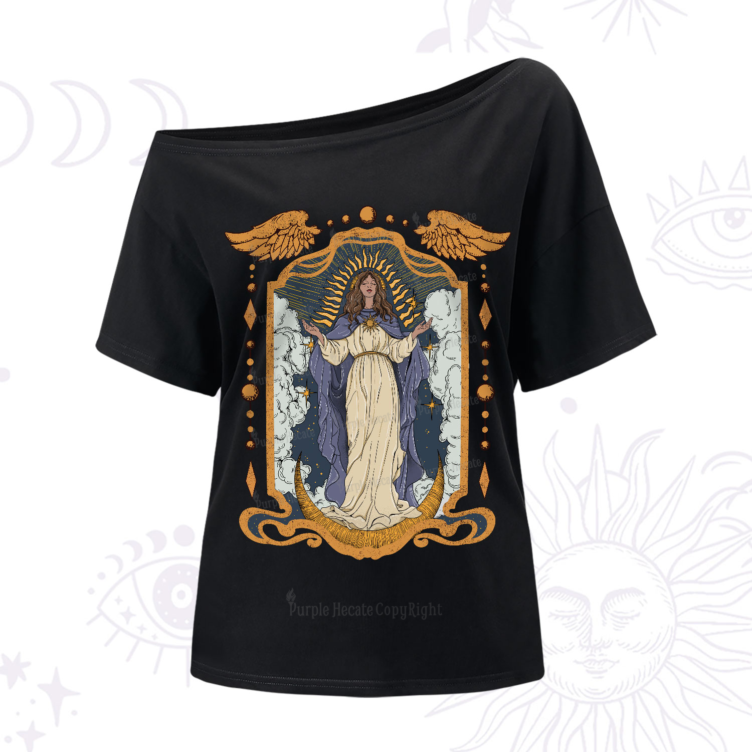 Purplehecate Holy Guardian One-Shoulder T-Shirt