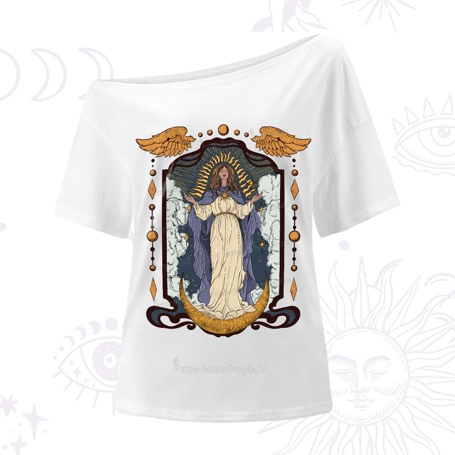 Purplehecate Holy Guardian One-Shoulder T-Shirt