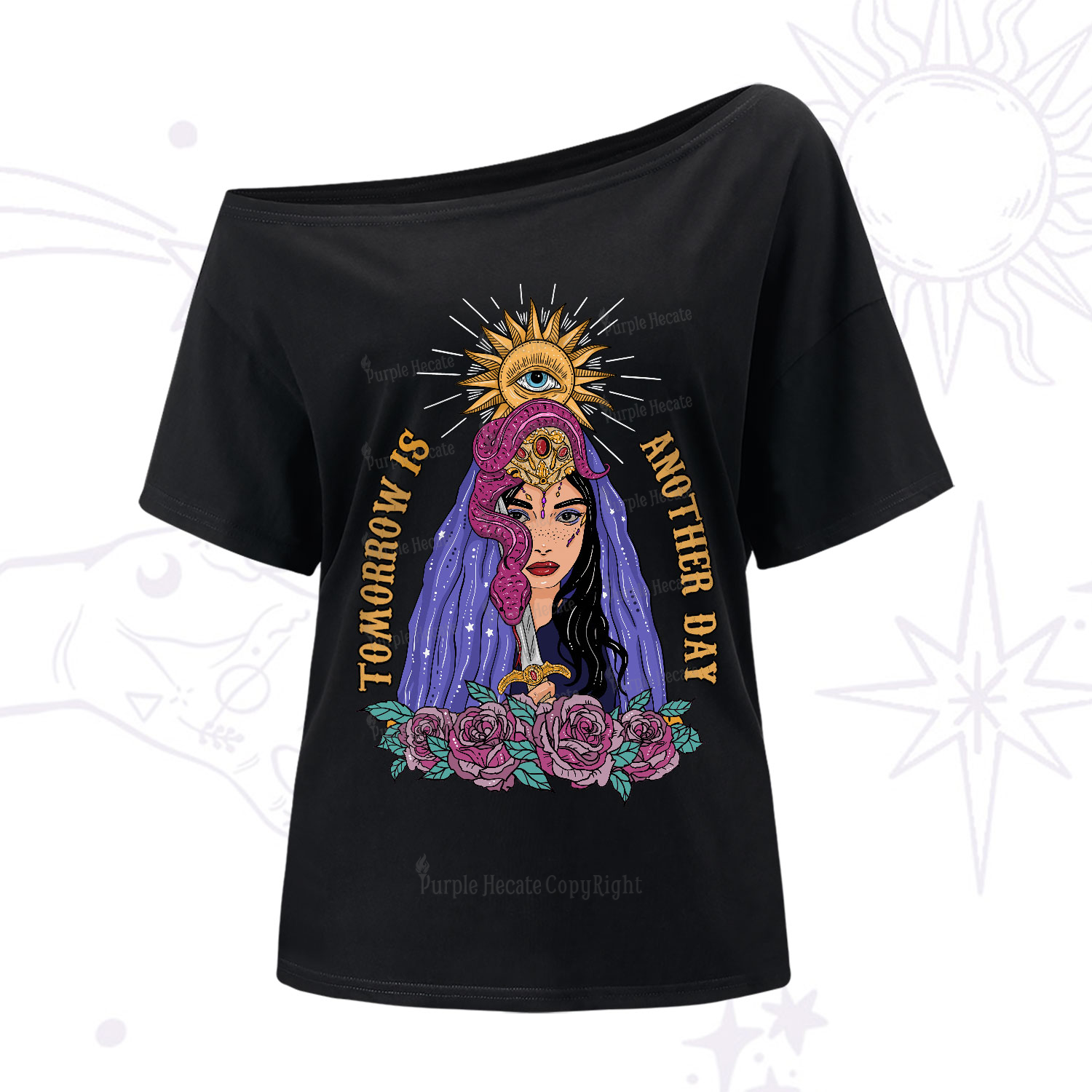 Purplehecate Prophetic Eye Witch One-Shoulder T-Shirt