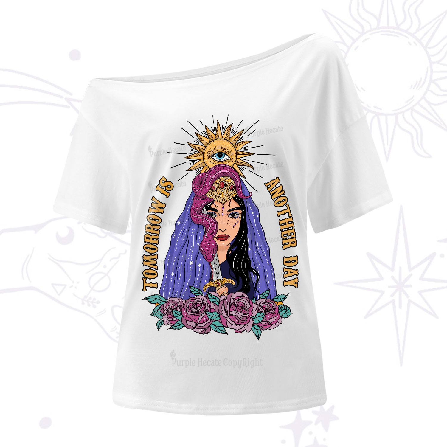 Purplehecate Prophetic Eye Witch One-Shoulder T-Shirt