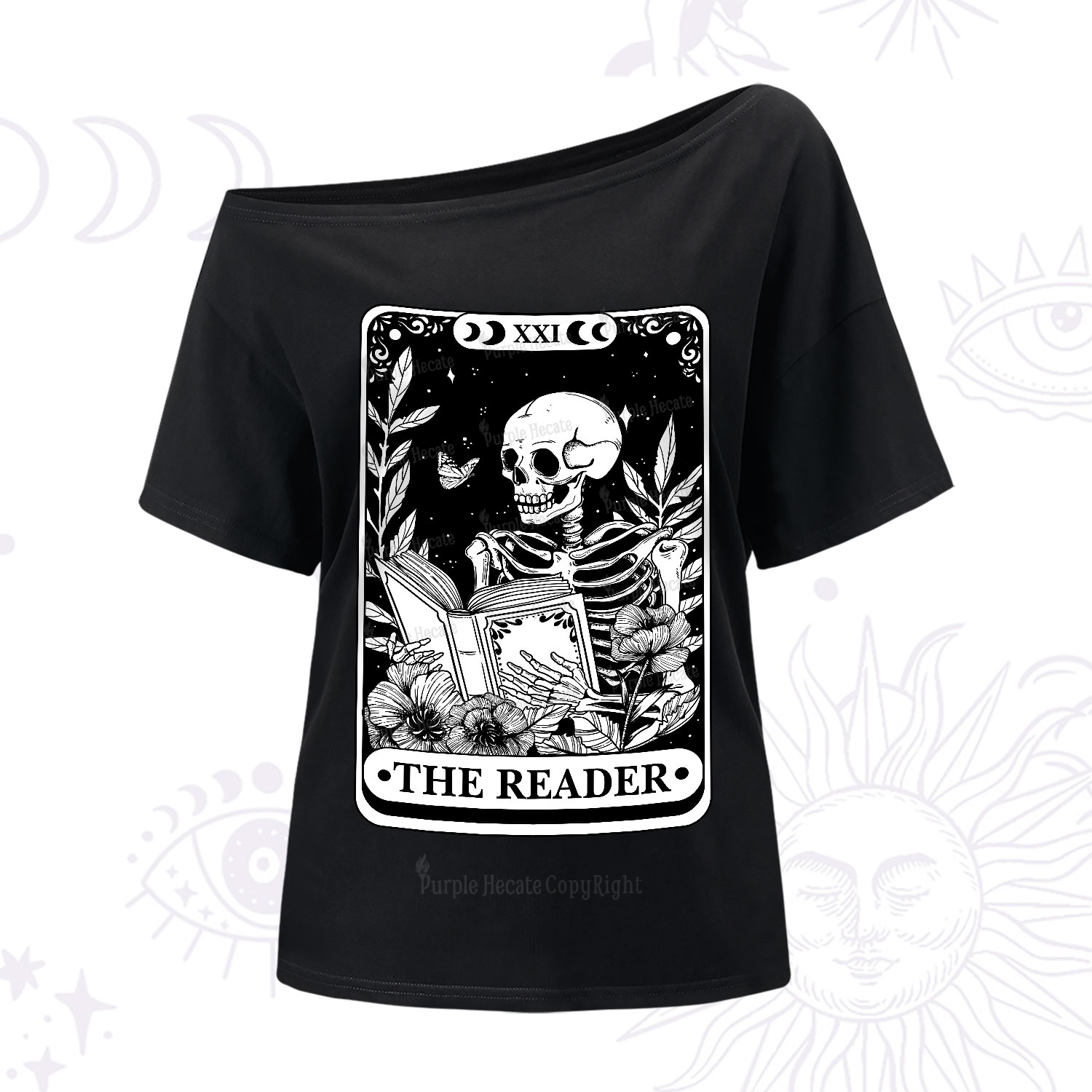 Purplehecate The Reader Tarot Card One-Shoulder T-Shirt