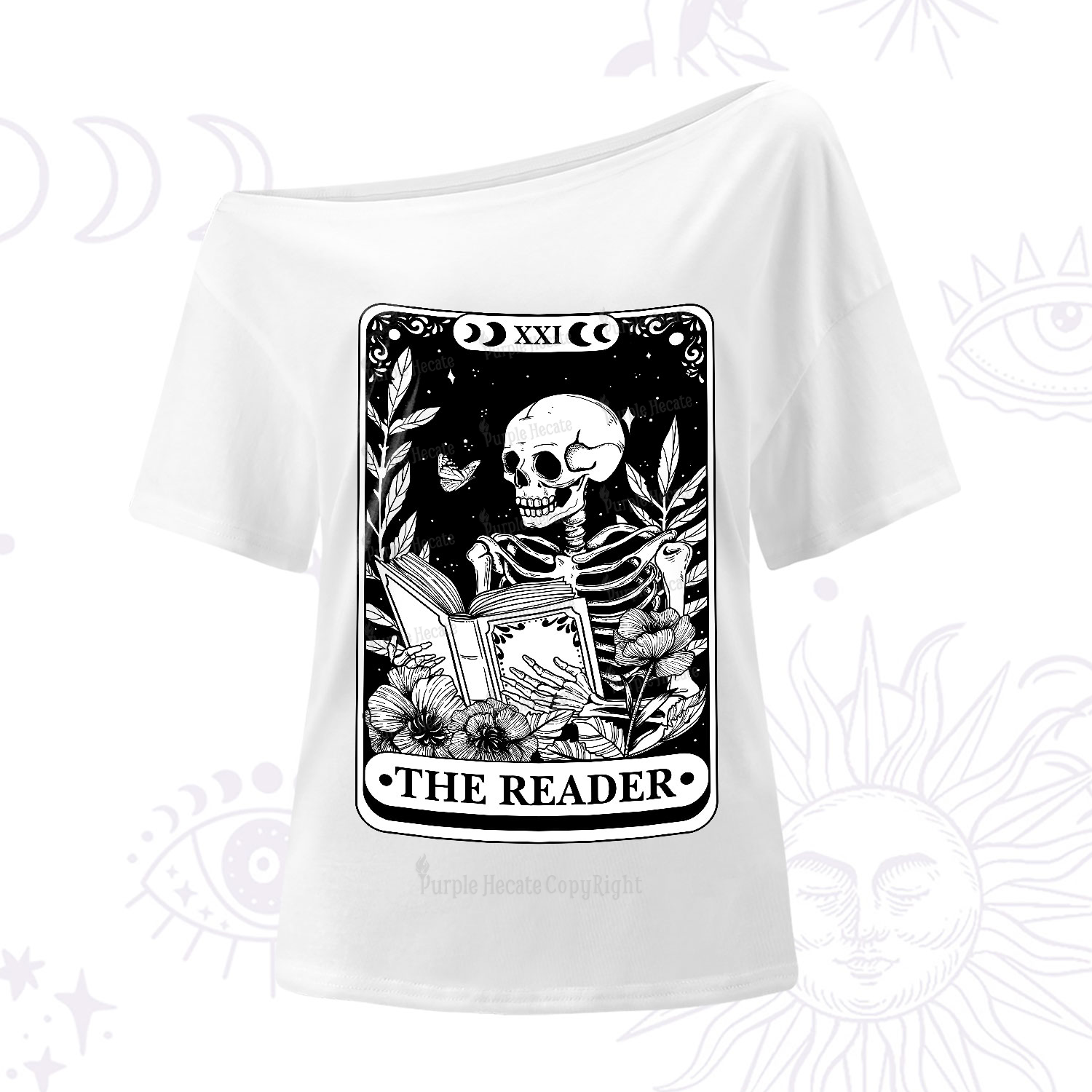 Purplehecate The Reader Tarot Card One-Shoulder T-Shirt