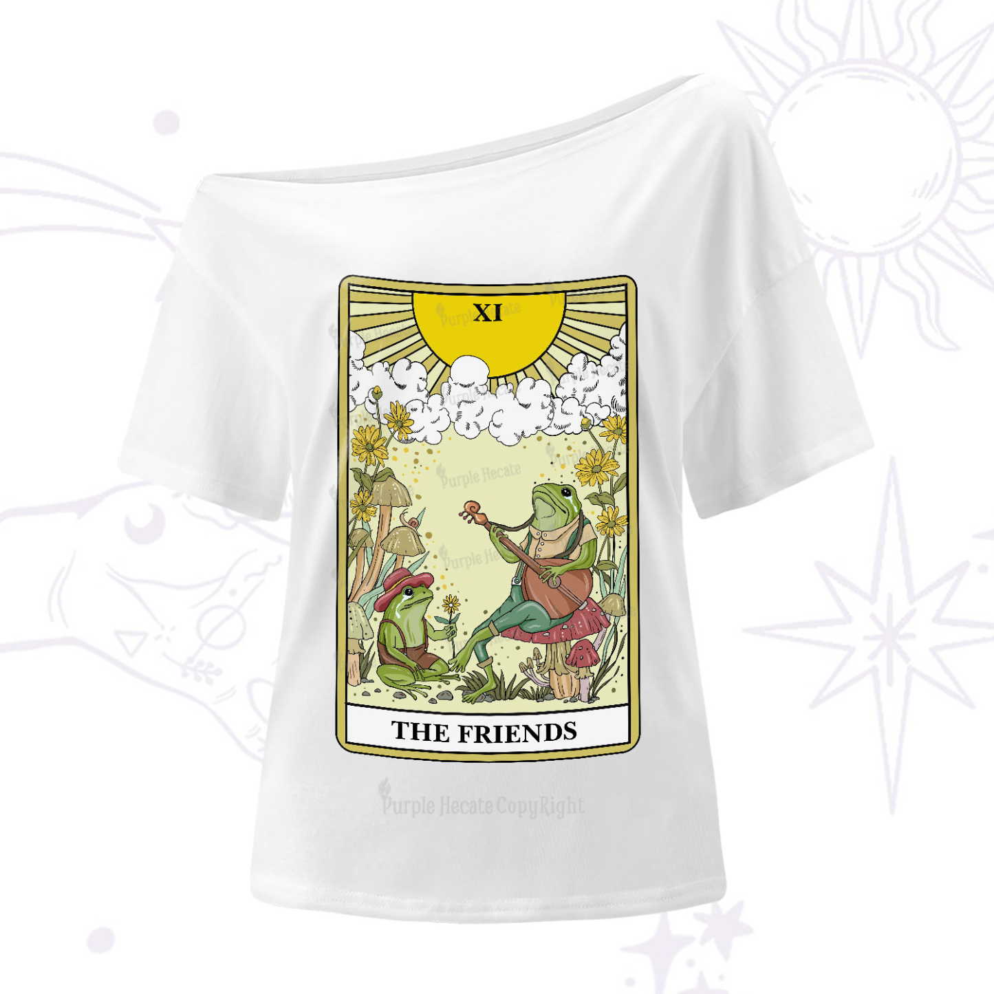 Purplehecate The Friends Tarot Card One-Shoulder T-Shirt