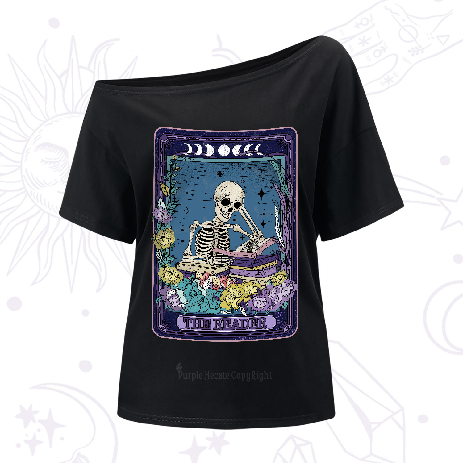 Purplehecate The Reader Tarot Card One-Shoulder T-Shirt