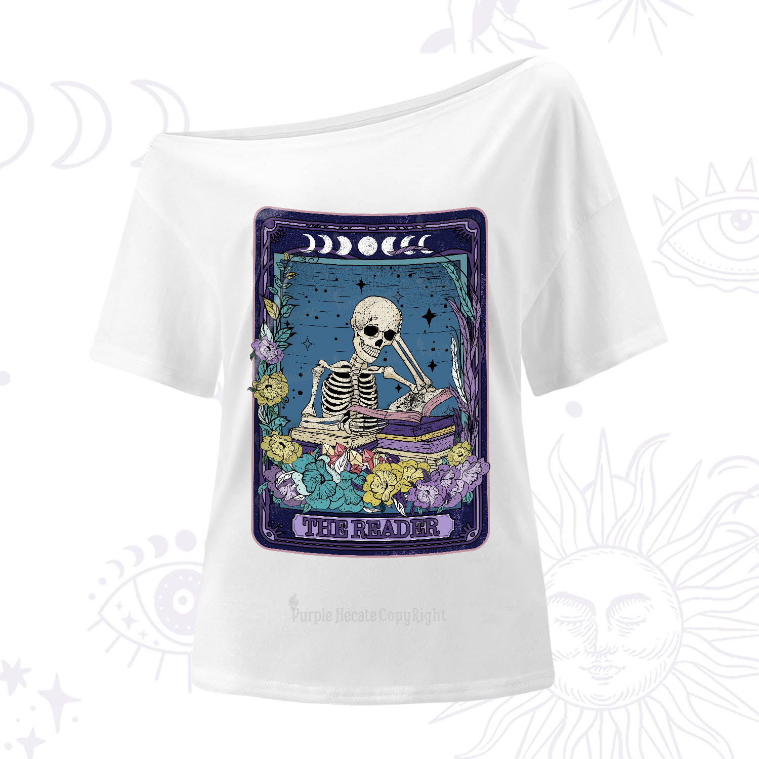 Purplehecate The Reader Tarot Card One-Shoulder T-Shirt