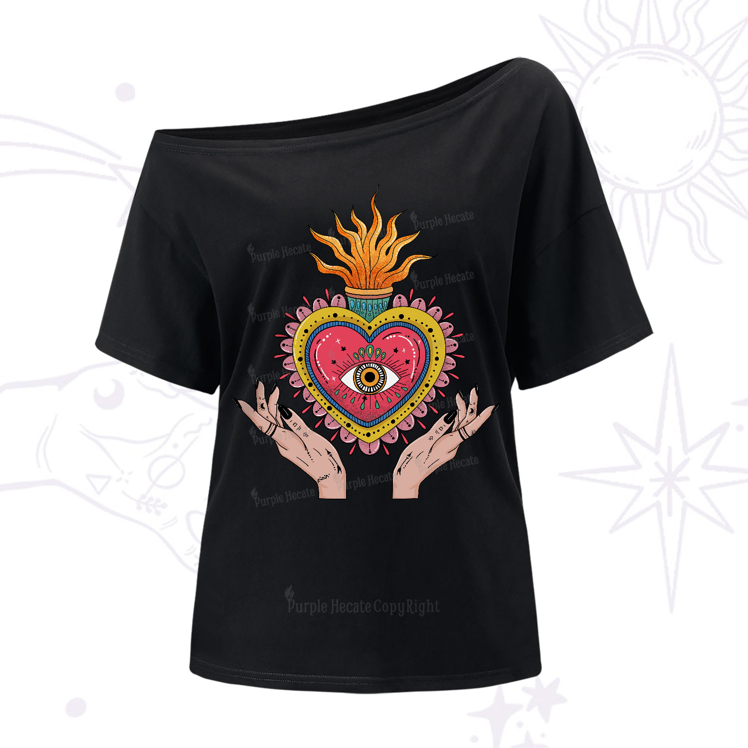 Purplehecate The Fiery Eye One-Shoulder T-Shirt