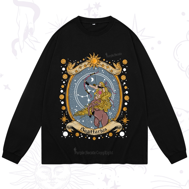 Purplehecate Celestial Sagittarius Zodiac Long Sleeve T-Shirt