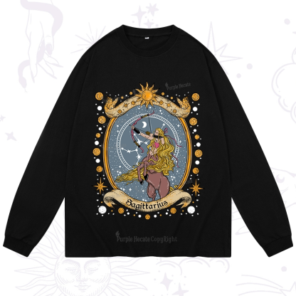 Purplehecate Celestial Sagittarius Zodiac Long Sleeve T-Shirt
