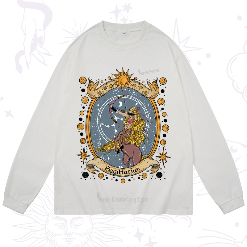 Purplehecate Celestial Sagittarius Zodiac Long Sleeve T-Shirt