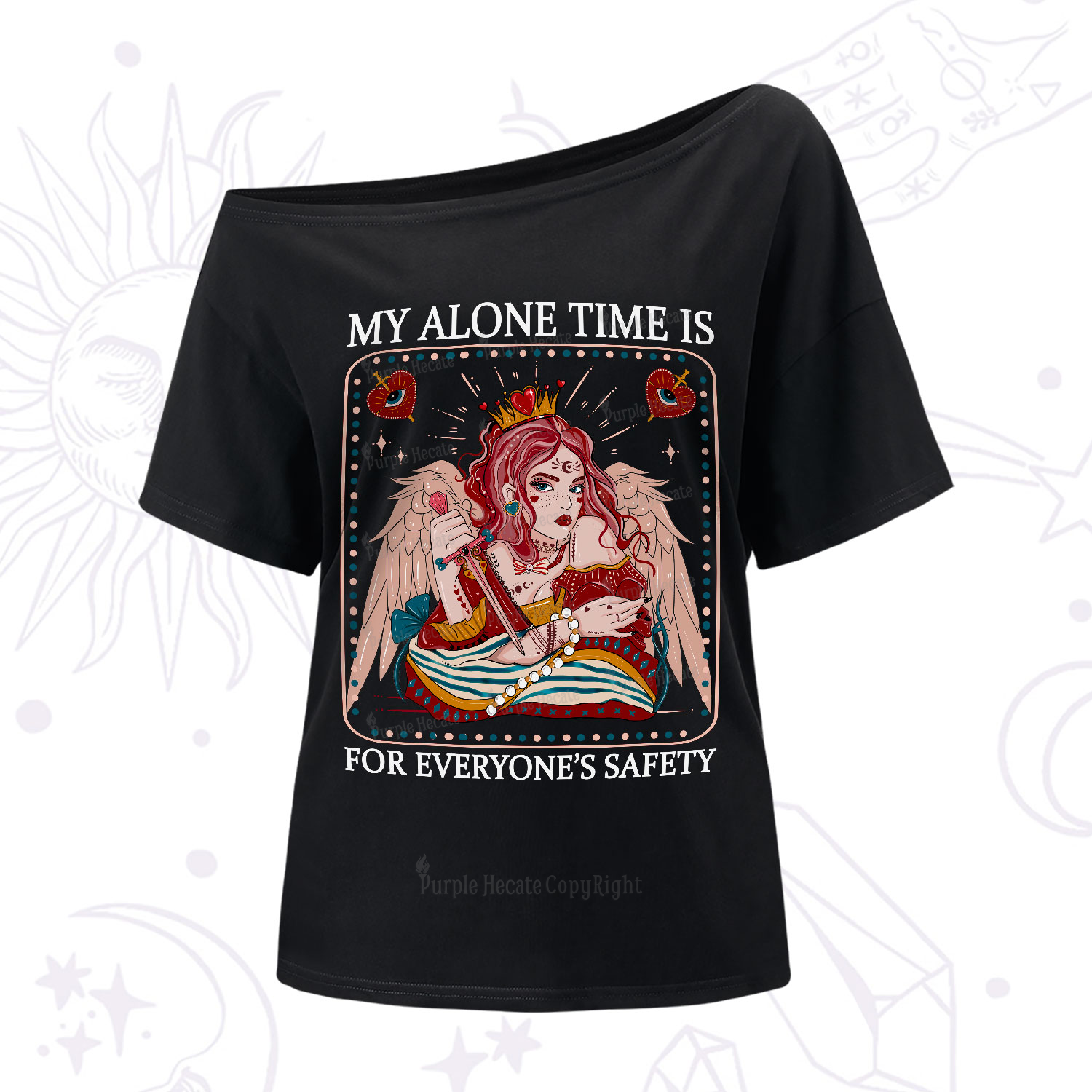 Purplehecate My Alone Time Is For Everyone's Safety One-Shoulder T-Shirt