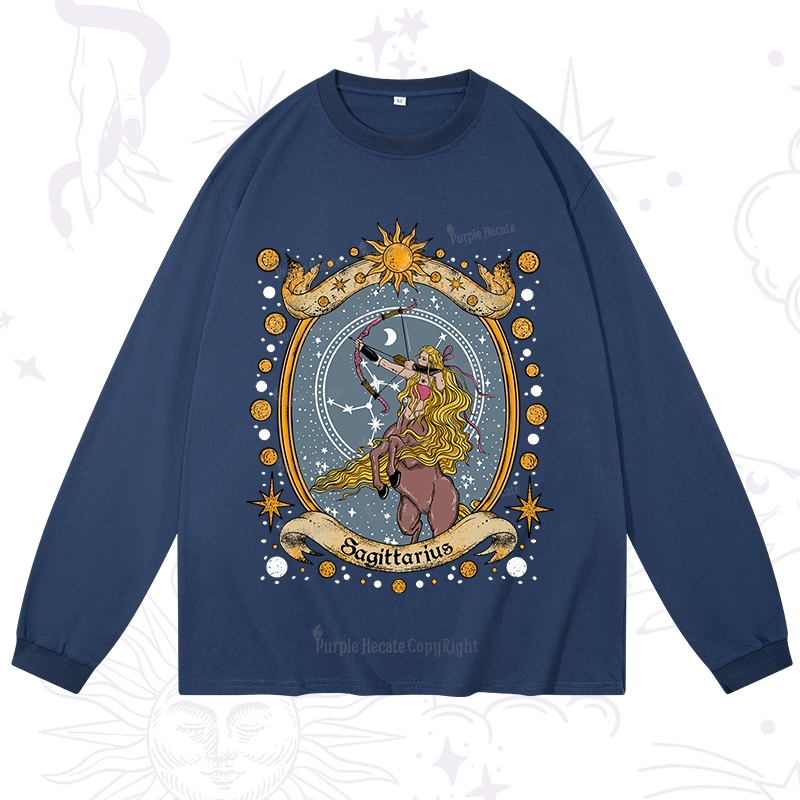Purplehecate Celestial Sagittarius Zodiac Long Sleeve T-Shirt