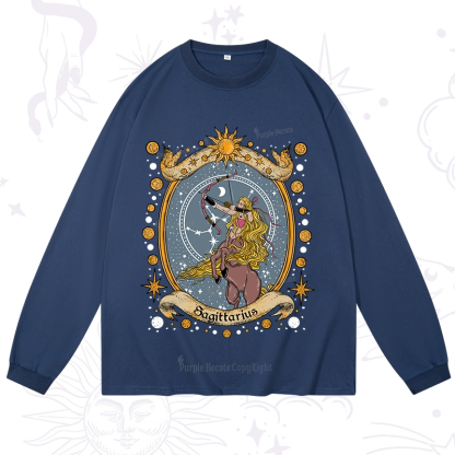 Purplehecate Celestial Sagittarius Zodiac Long Sleeve T-Shirt