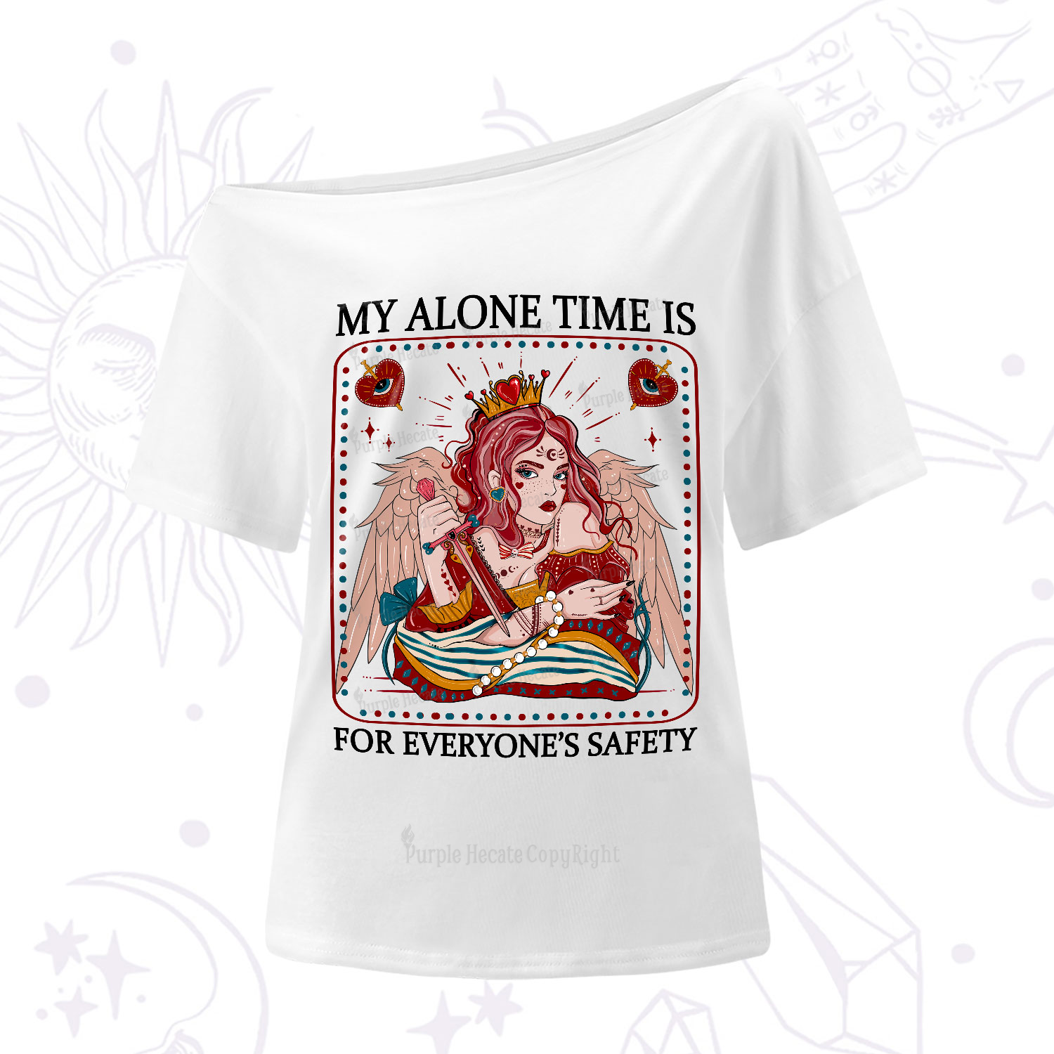 Purplehecate My Alone Time Is For Everyone's Safety One-Shoulder T-Shirt