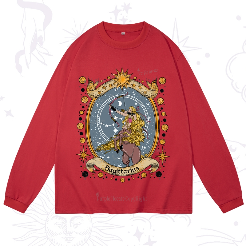 Purplehecate Celestial Sagittarius Zodiac Long Sleeve T-Shirt