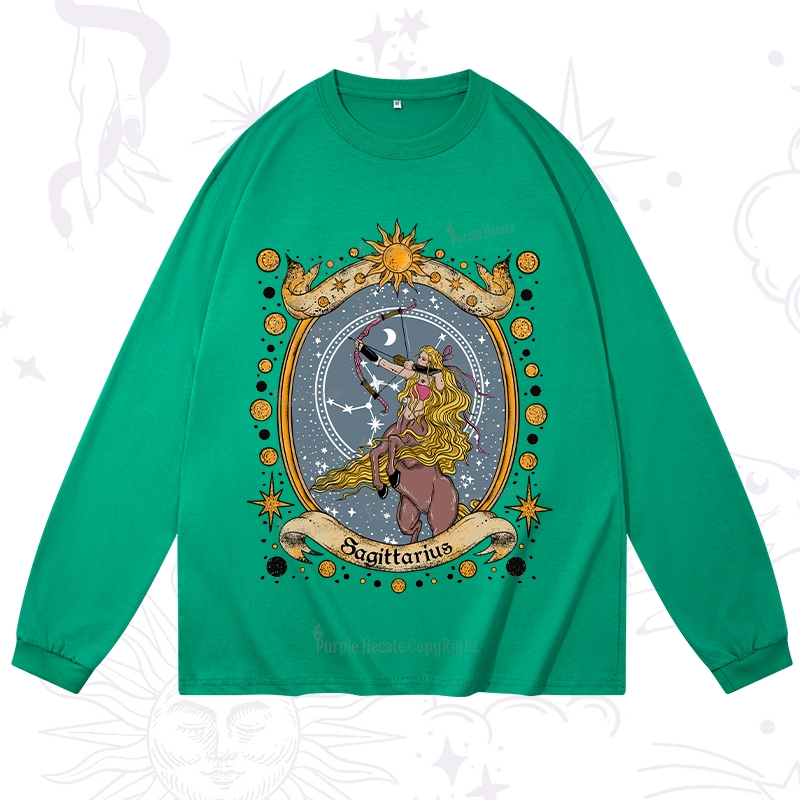 Purplehecate Celestial Sagittarius Zodiac Long Sleeve T-Shirt