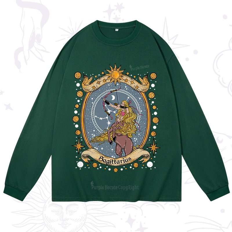 Purplehecate Celestial Sagittarius Zodiac Long Sleeve T-Shirt