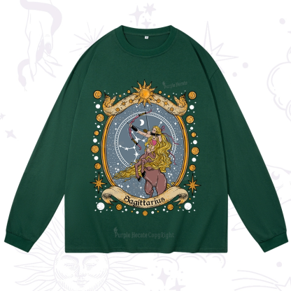 Purplehecate Celestial Sagittarius Zodiac Long Sleeve T-Shirt