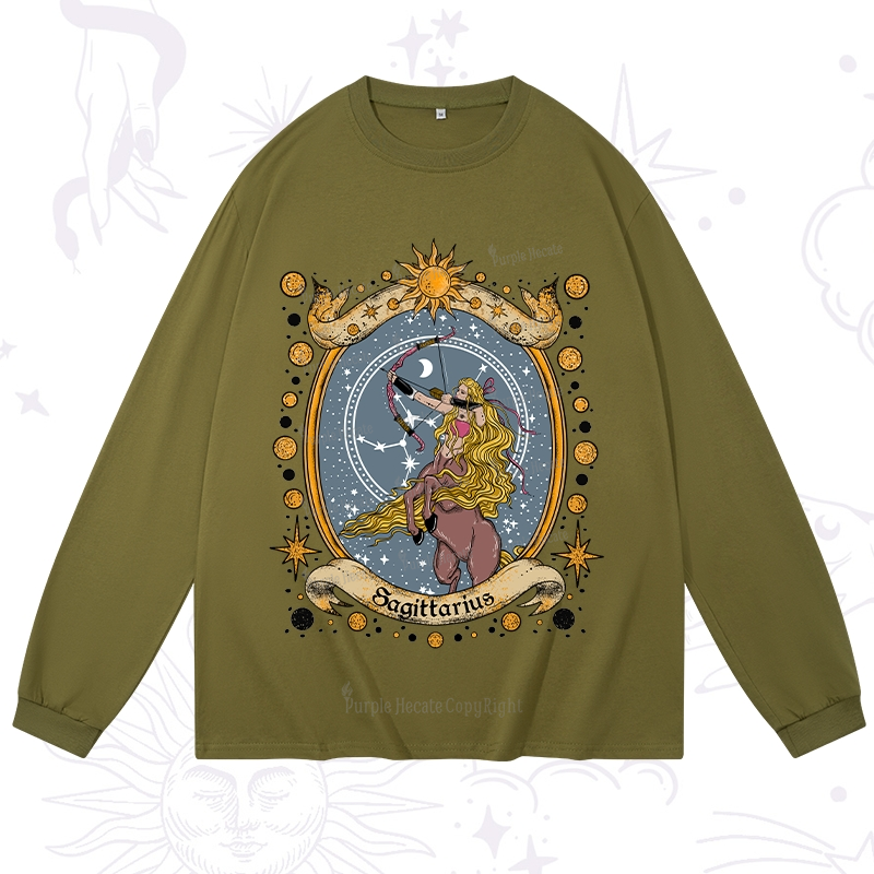 Purplehecate Celestial Sagittarius Zodiac Long Sleeve T-Shirt