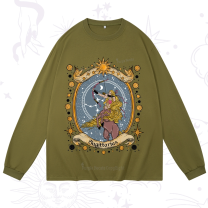 Purplehecate Celestial Sagittarius Zodiac Long Sleeve T-Shirt