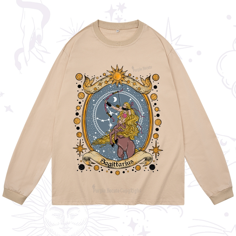 Purplehecate Celestial Sagittarius Zodiac Long Sleeve T-Shirt