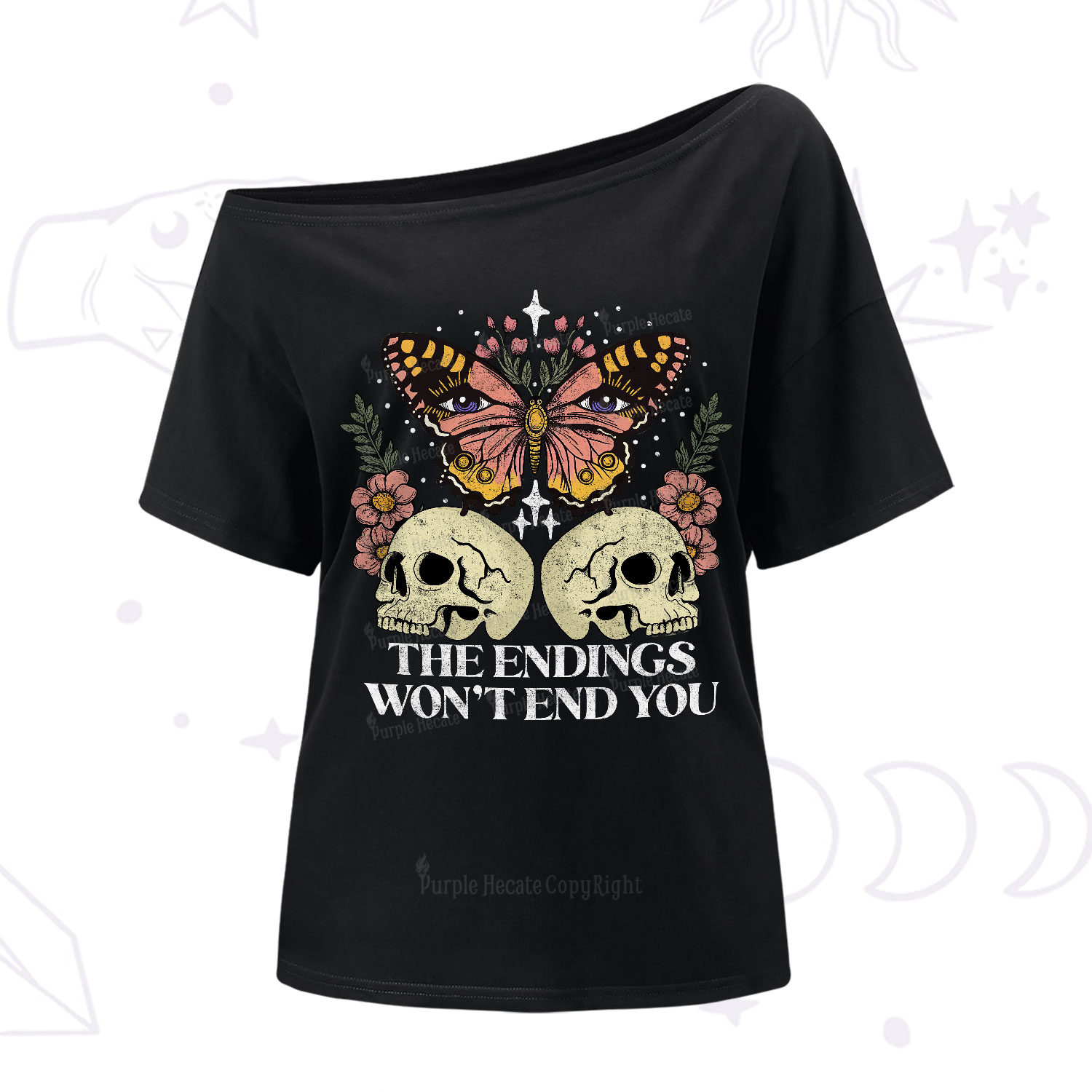 Purplehecate The Endings Won't End You One-Shoulder T-Shirt