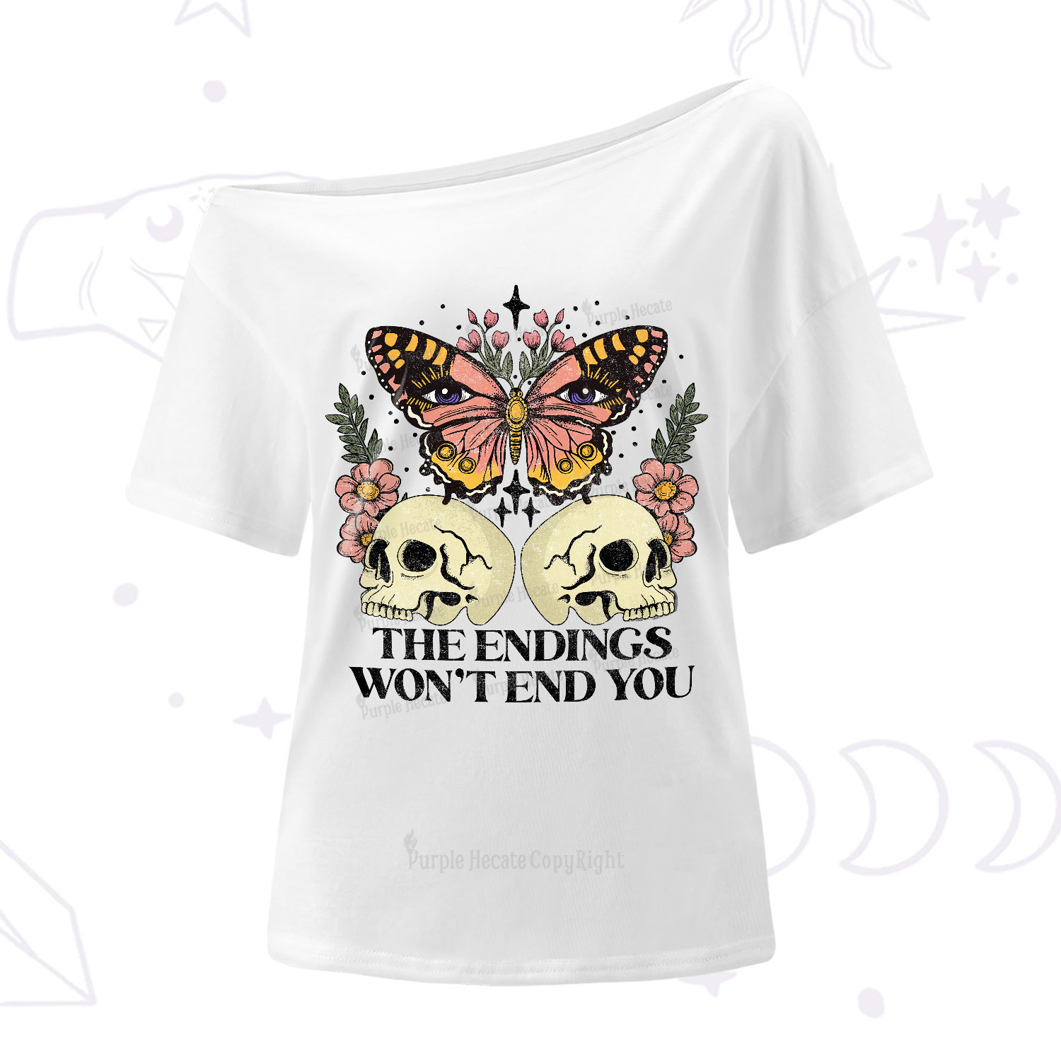 Purplehecate The Endings Won't End You One-Shoulder T-Shirt