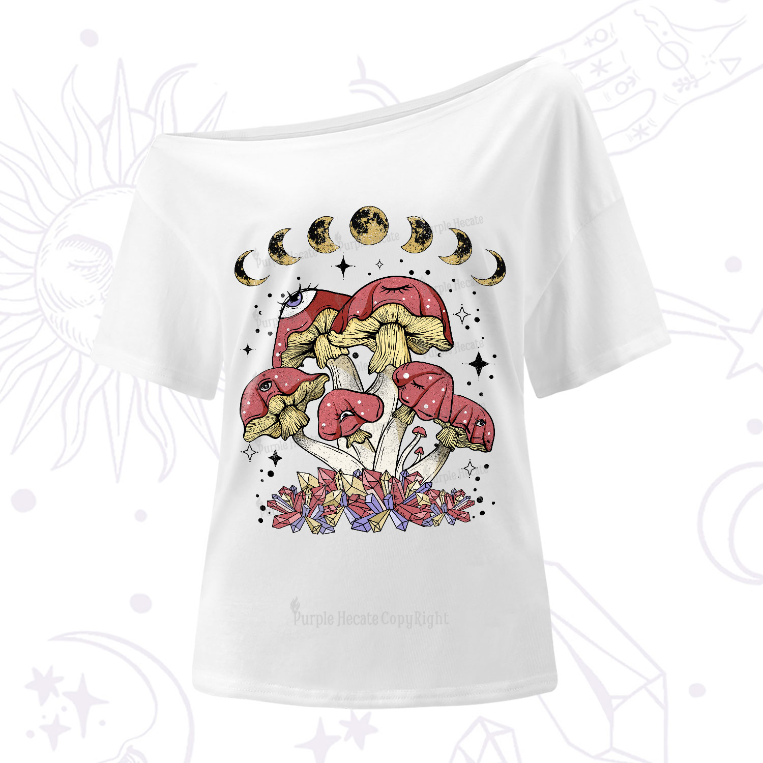 Purplehecate Magic Mushroom One-Shoulder T-Shirt