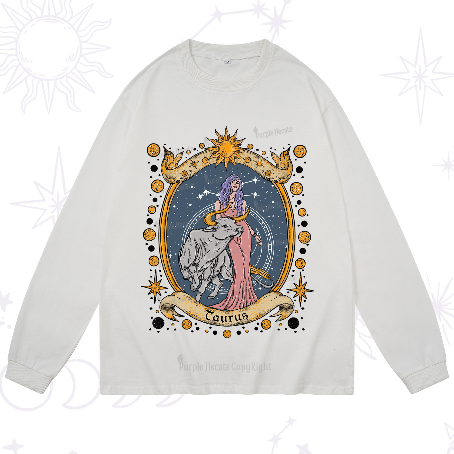 Purplehecate Celestial Taurus Zodiac Long Sleeve T-Shirt