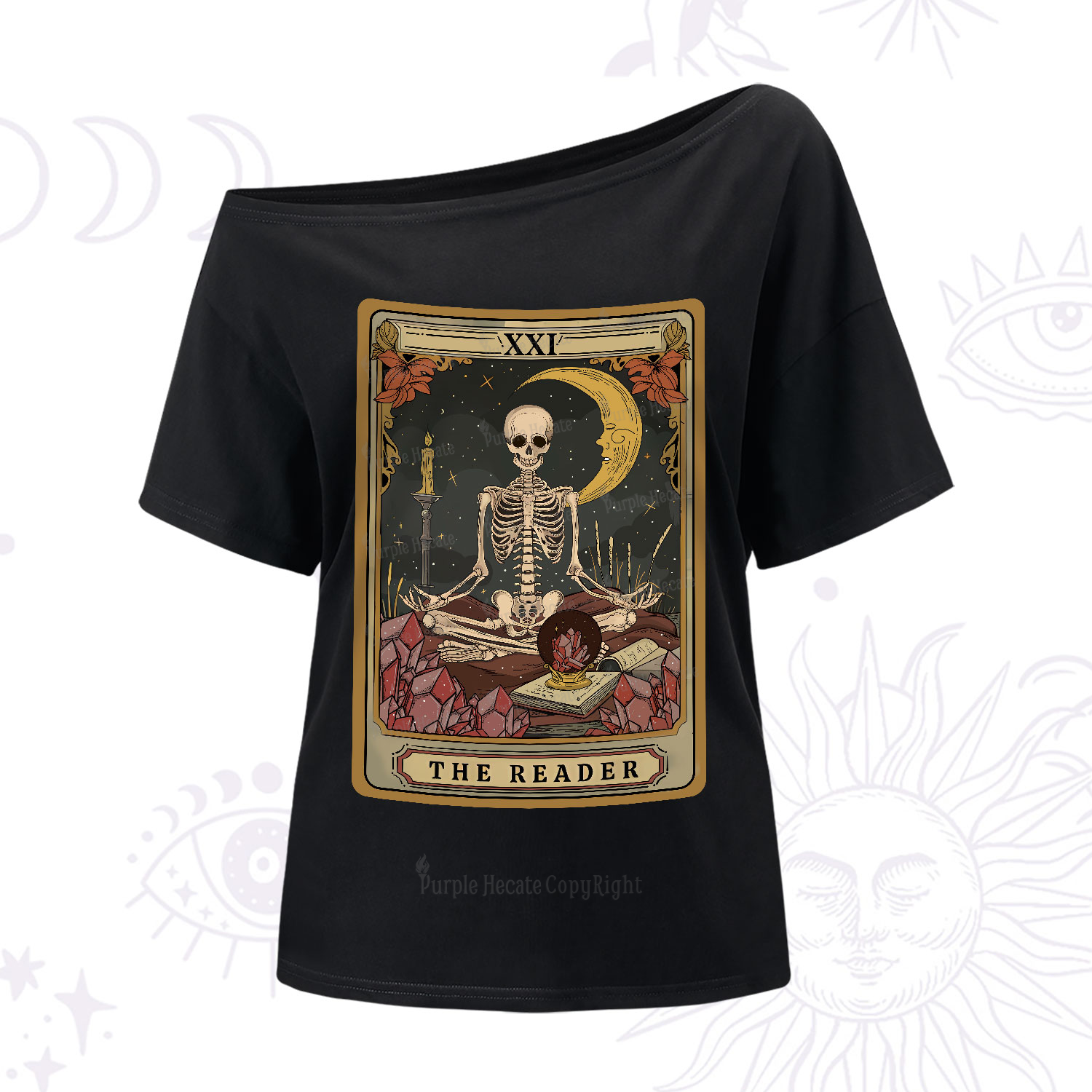 Purplehecate The Reader Tarot One-Shoulder T-Shirt
