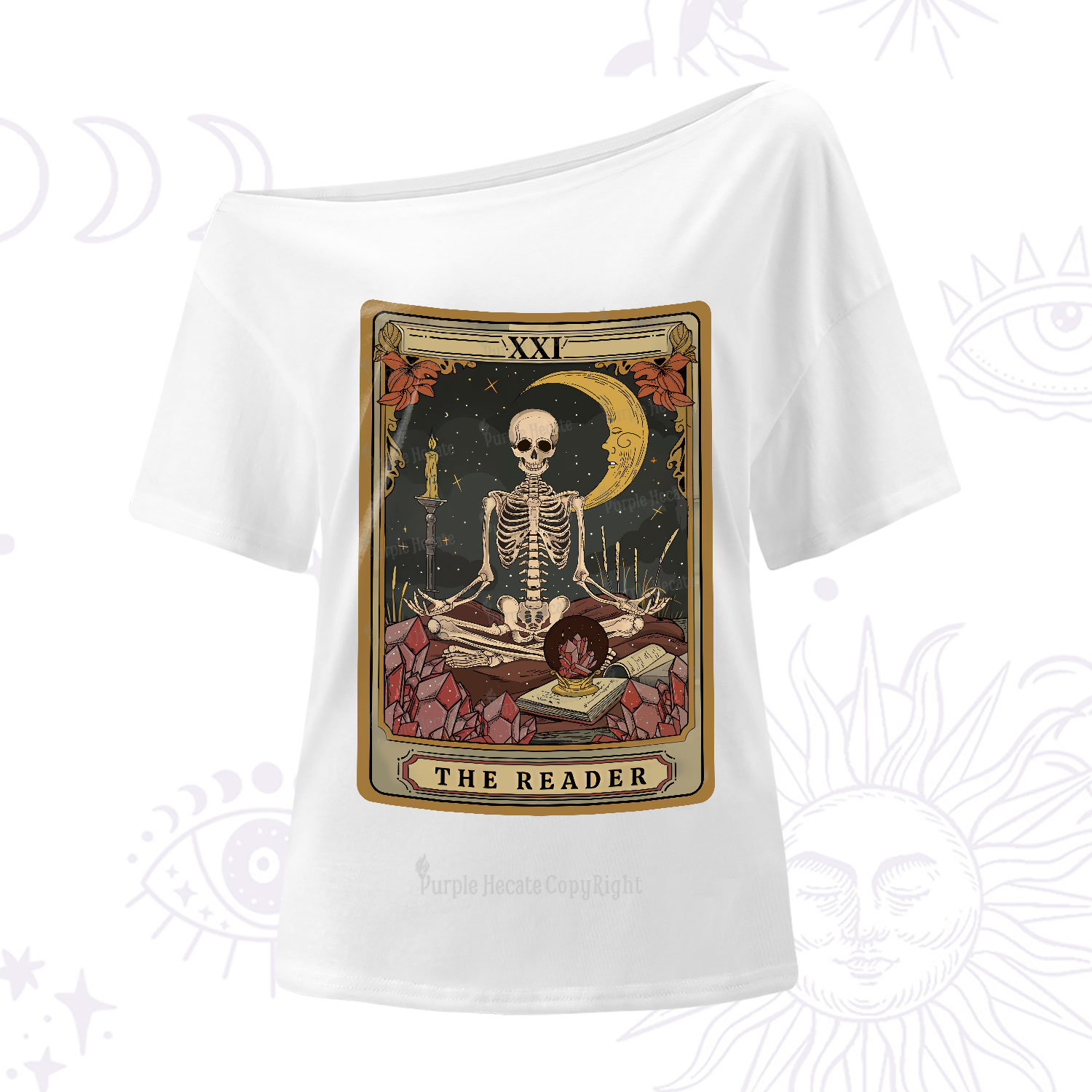 Purplehecate The Reader Tarot One-Shoulder T-Shirt