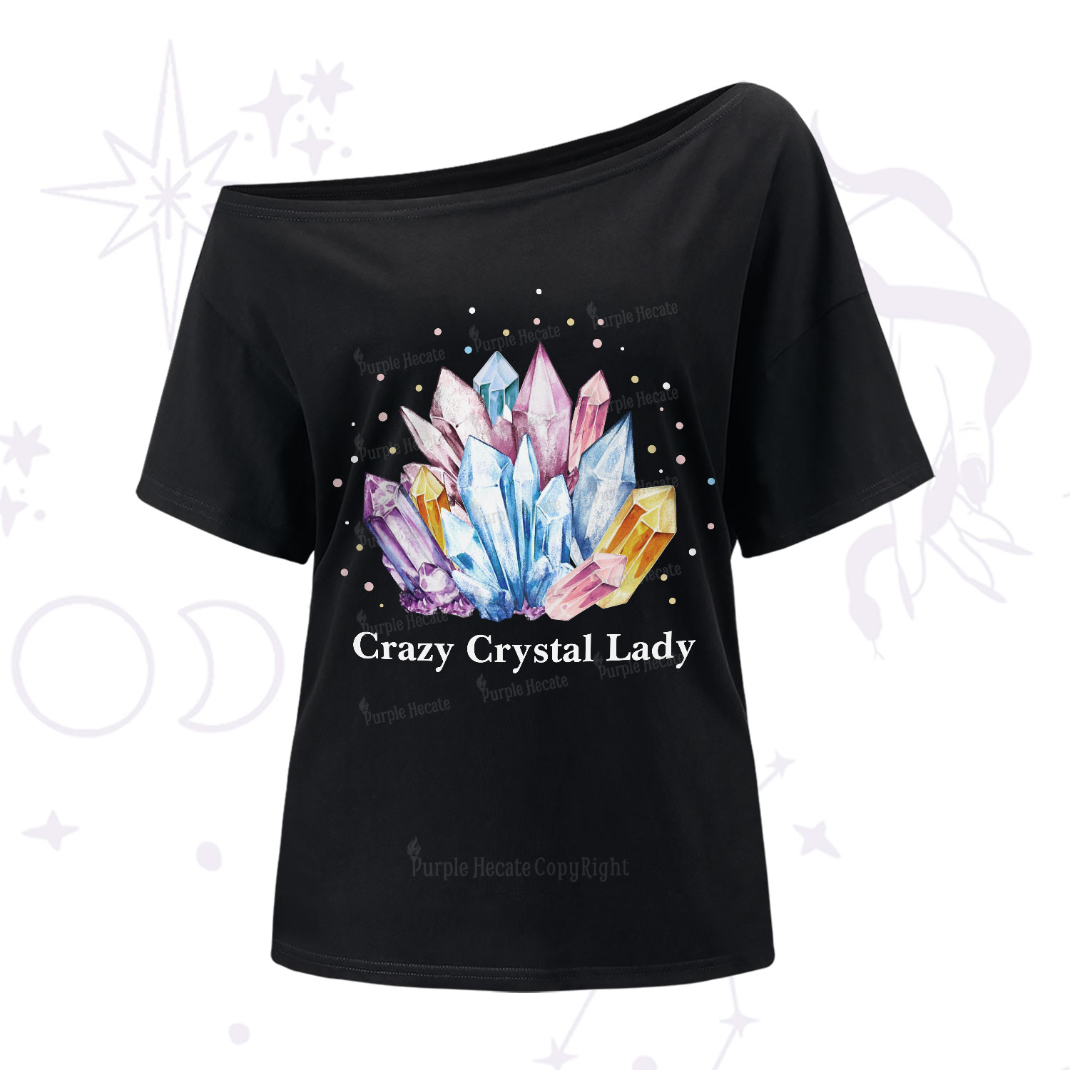 Purplehecate Crazy Crystal One-Shoulder T-Shirt