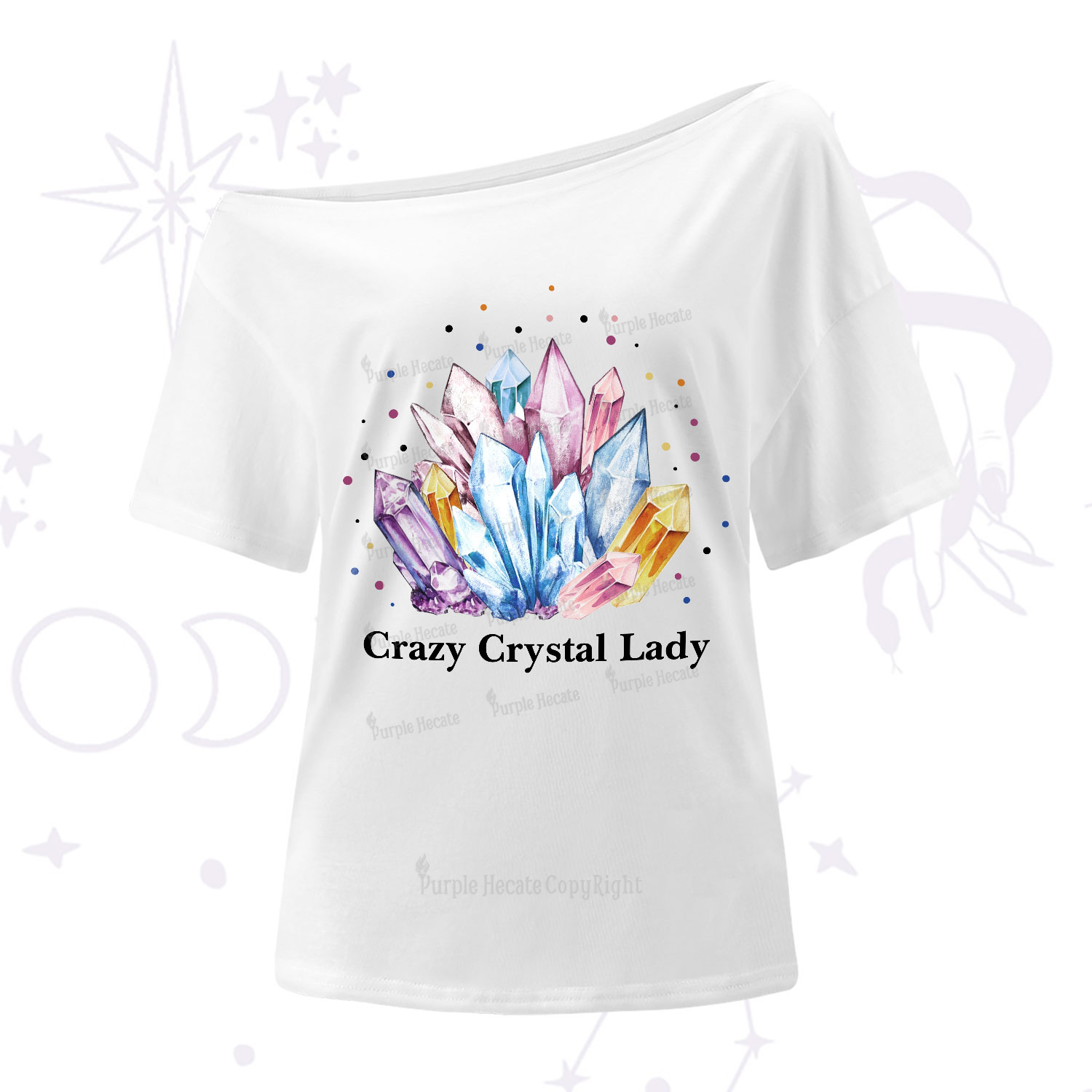 Purplehecate Crazy Crystal One-Shoulder T-Shirt