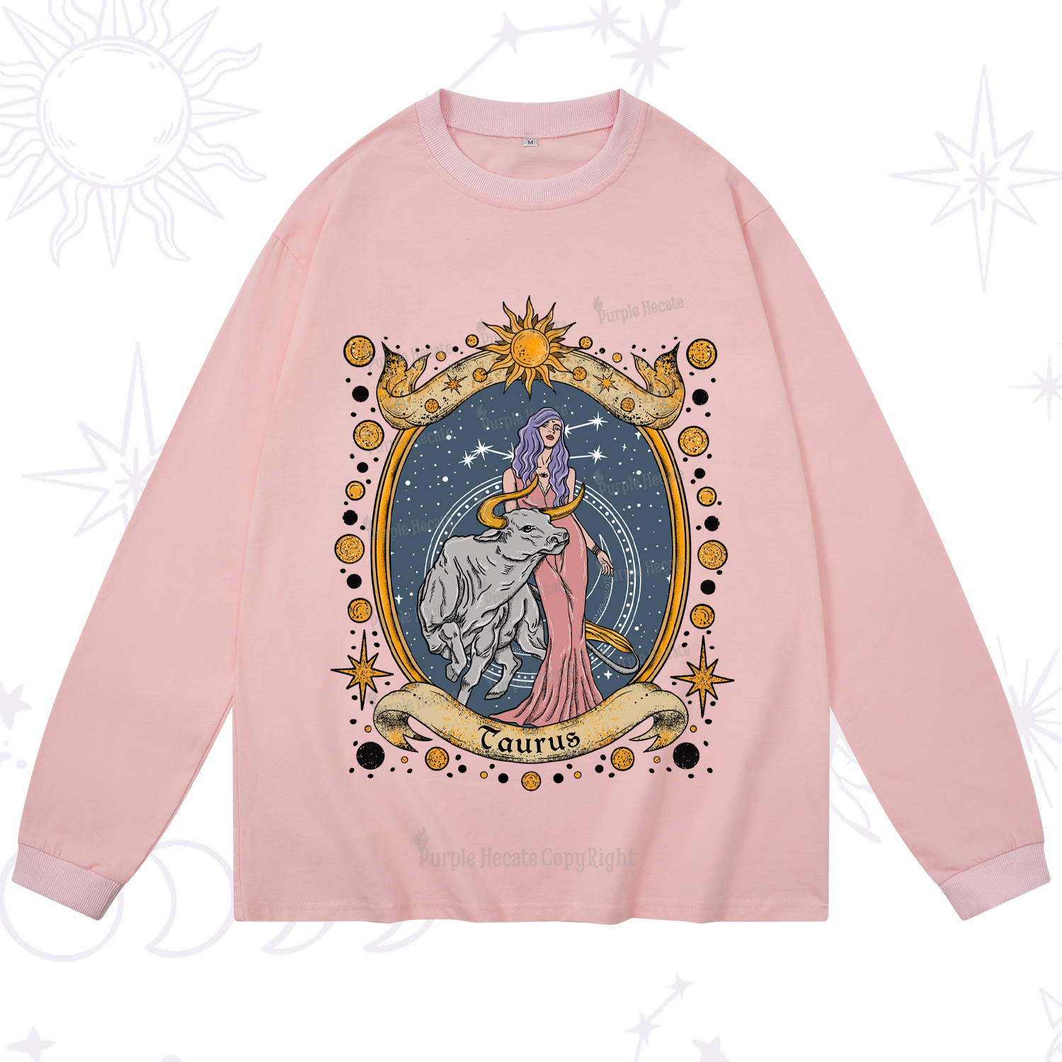 Purplehecate Celestial Taurus Zodiac Long Sleeve T-Shirt