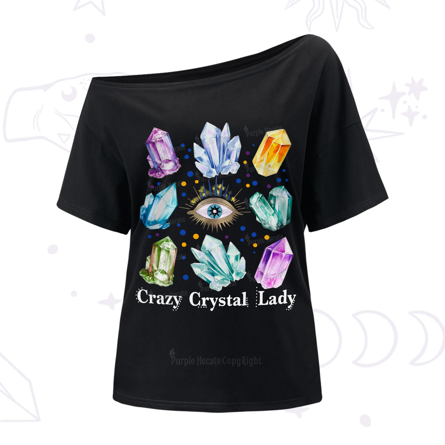 Purplehecate Crysral Lady One-Shoulder T-Shirt