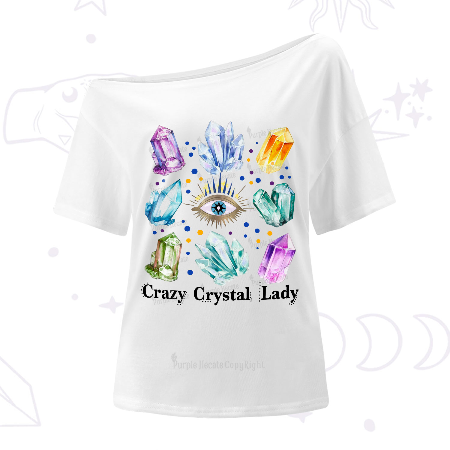 Purplehecate Crysral Lady One-Shoulder T-Shirt