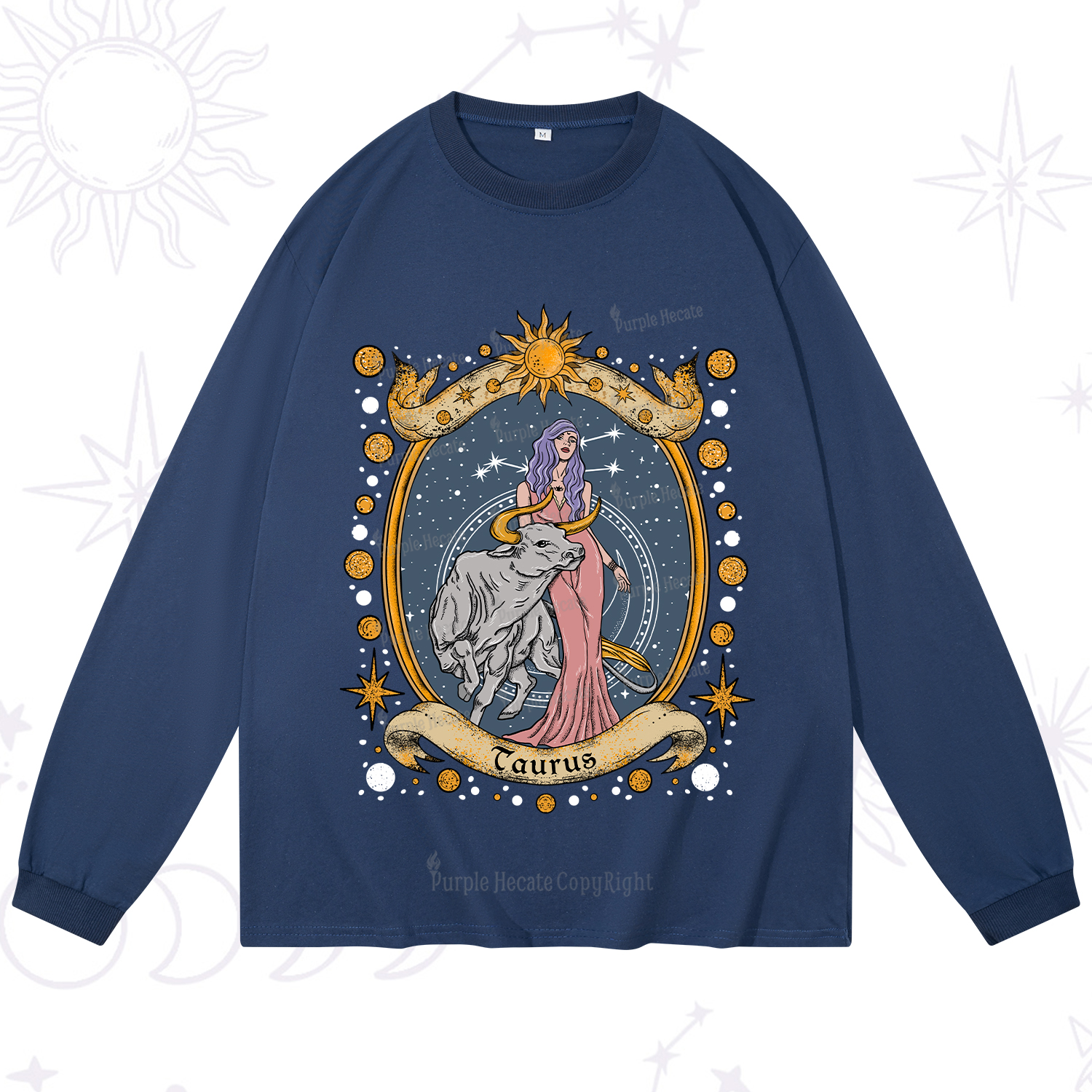 Purplehecate Celestial Taurus Zodiac Long Sleeve T-Shirt