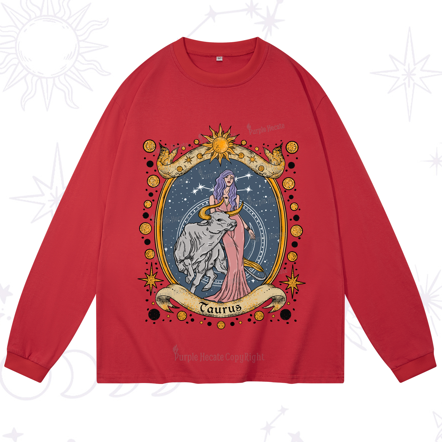 Purplehecate Celestial Taurus Zodiac Long Sleeve T-Shirt