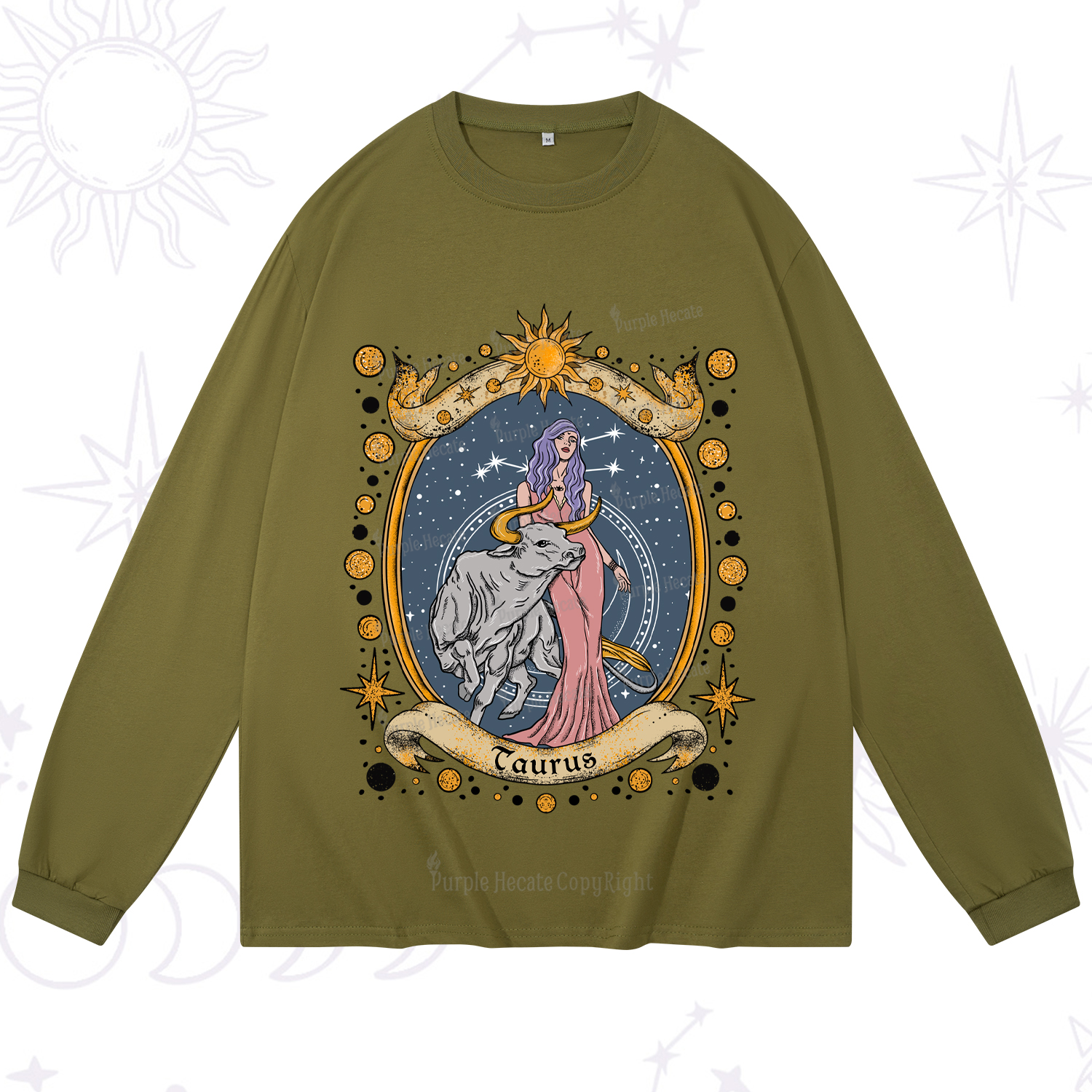 Purplehecate Celestial Taurus Zodiac Long Sleeve T-Shirt