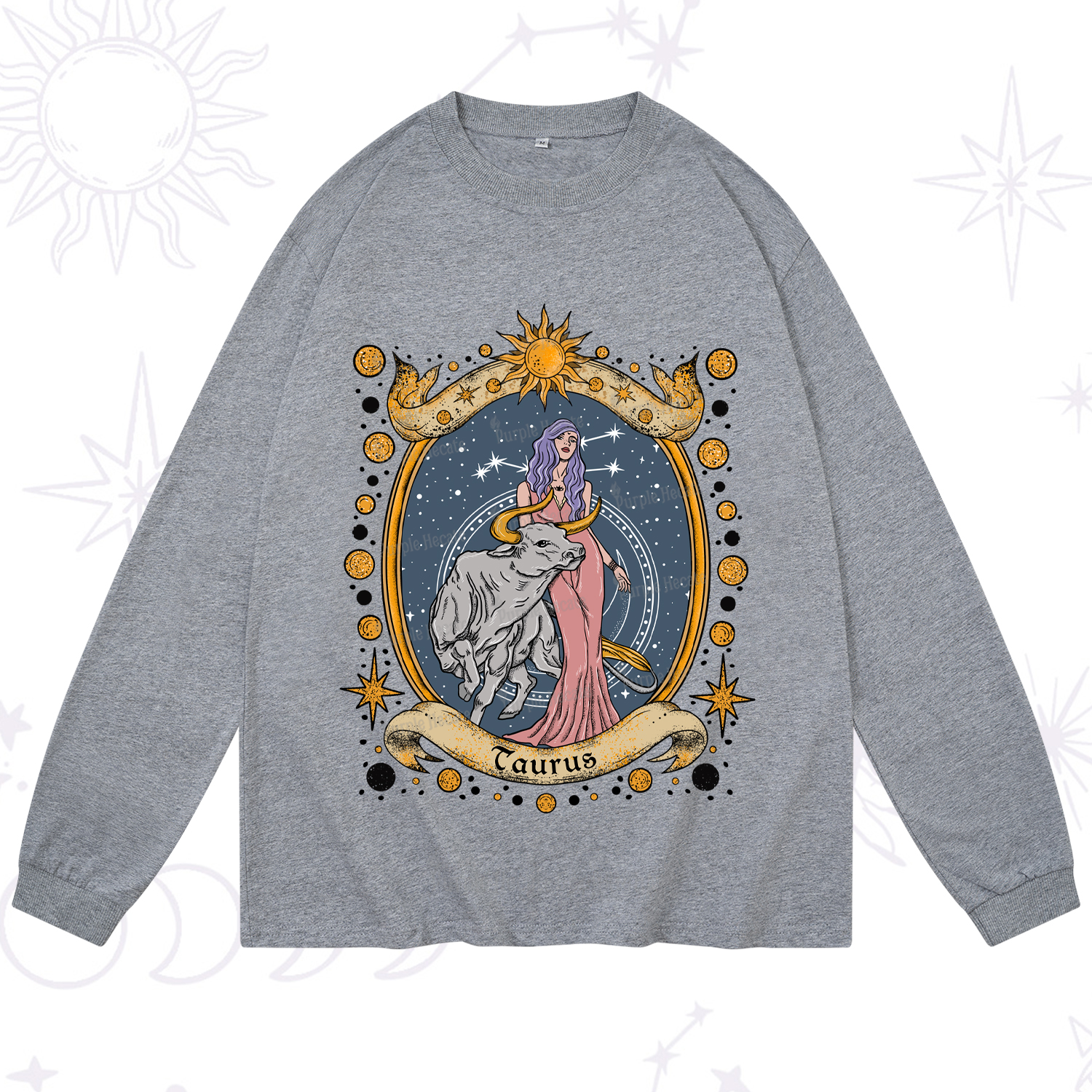 Purplehecate Celestial Taurus Zodiac Long Sleeve T-Shirt