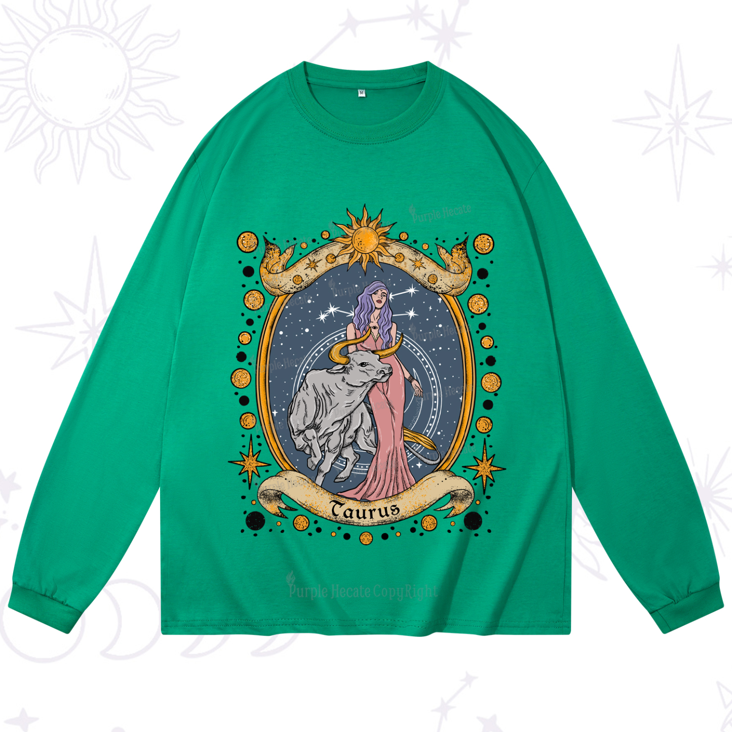 Purplehecate Celestial Taurus Zodiac Long Sleeve T-Shirt