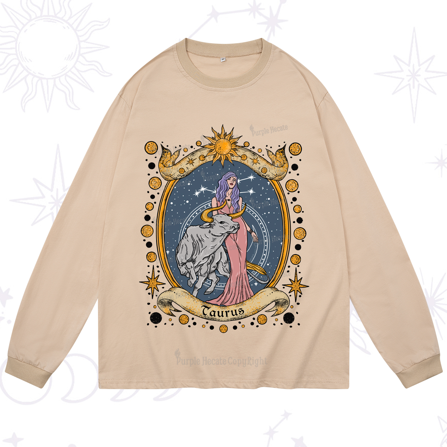 Purplehecate Celestial Taurus Zodiac Long Sleeve T-Shirt
