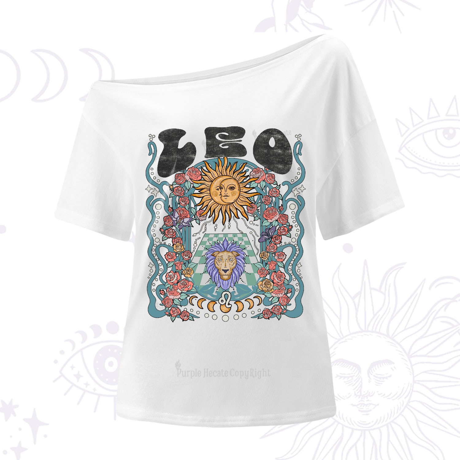 Purplehecate Leo Spirit Zodiac One-Shoulder T-Shirt
